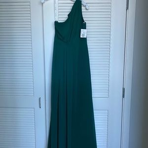 David's Bridal juniper green chiffon dress NWT